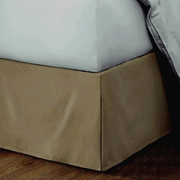 Pleated Bed Skirt Full Size Faux Suede Bark Taupe Brown 54" x 80" NWT - Picture 3 of 10